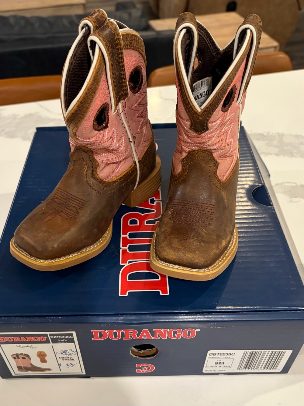 Durango Brown and Pink Toddlers' Western Boots